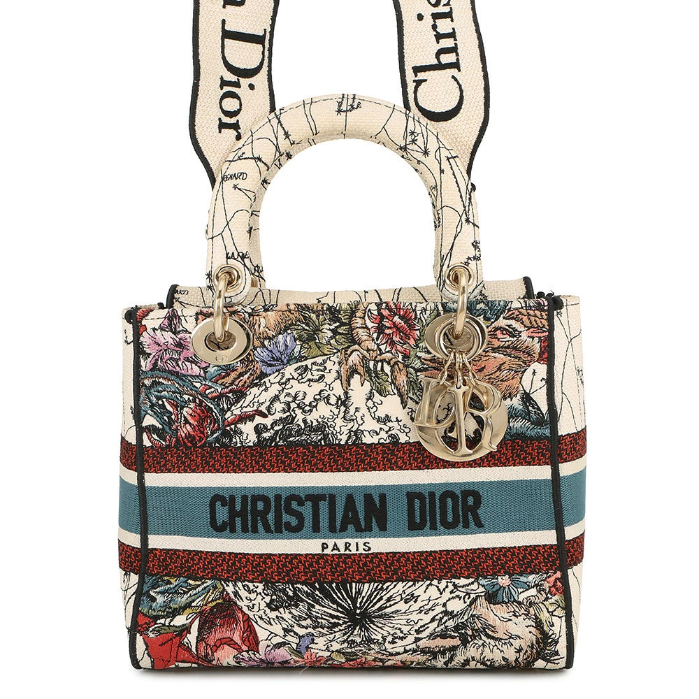 Christian Dior LADY Lite Canvas Handbag White Bag